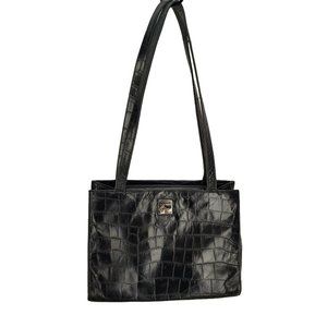 Dooney & Bourke Black Embossed Croc Shoulder Bag